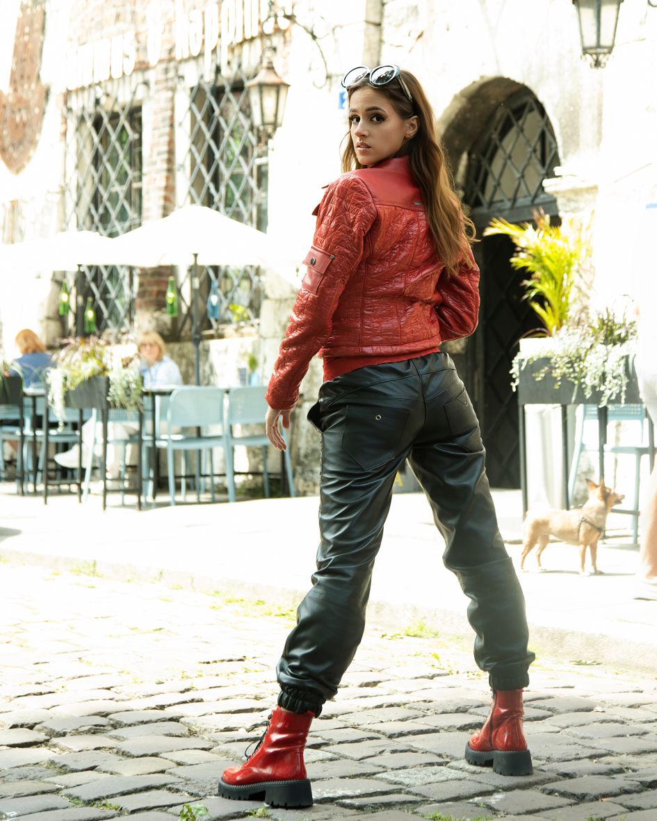 125001 BLACK LEATHER CARGO TROUSERS  - By Rieske image 4