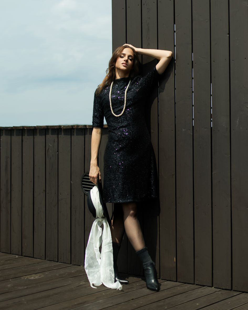 125016 LITTLE BLACK DRESS WITH SEQUINS BLACK - By Rieske image 1