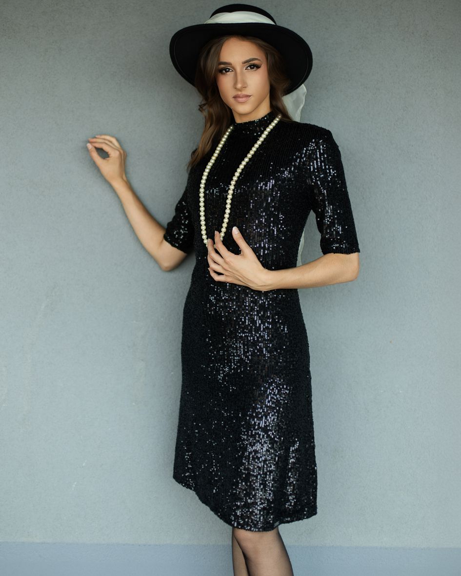 125016 LITTLE BLACK DRESS WITH SEQUINS BLACK - By Rieske image 3