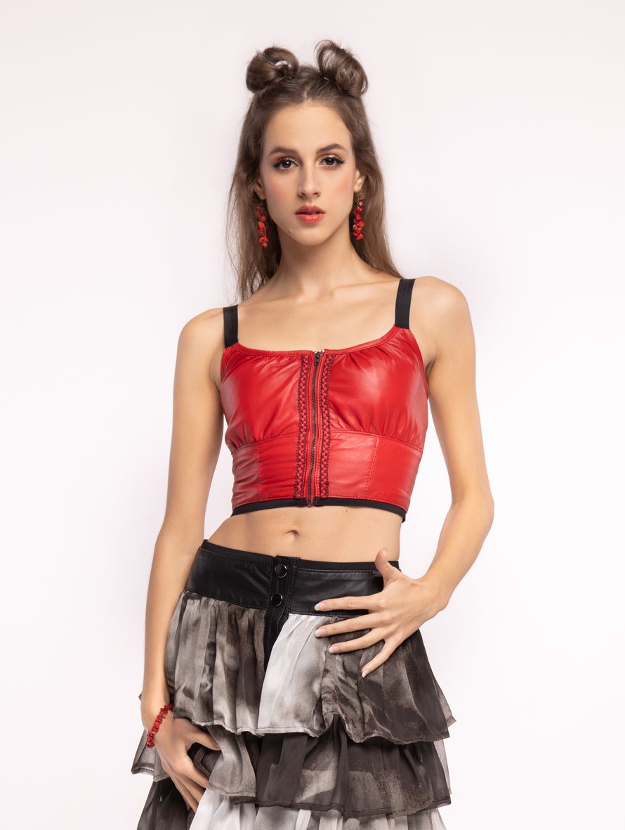 women's leather corset, red leather corset, red natural leather corset, premium Italian leather corset, must have corset, Italian leather women corset, slim fit leather corset, Polish designer women's corset, made in poland women corset