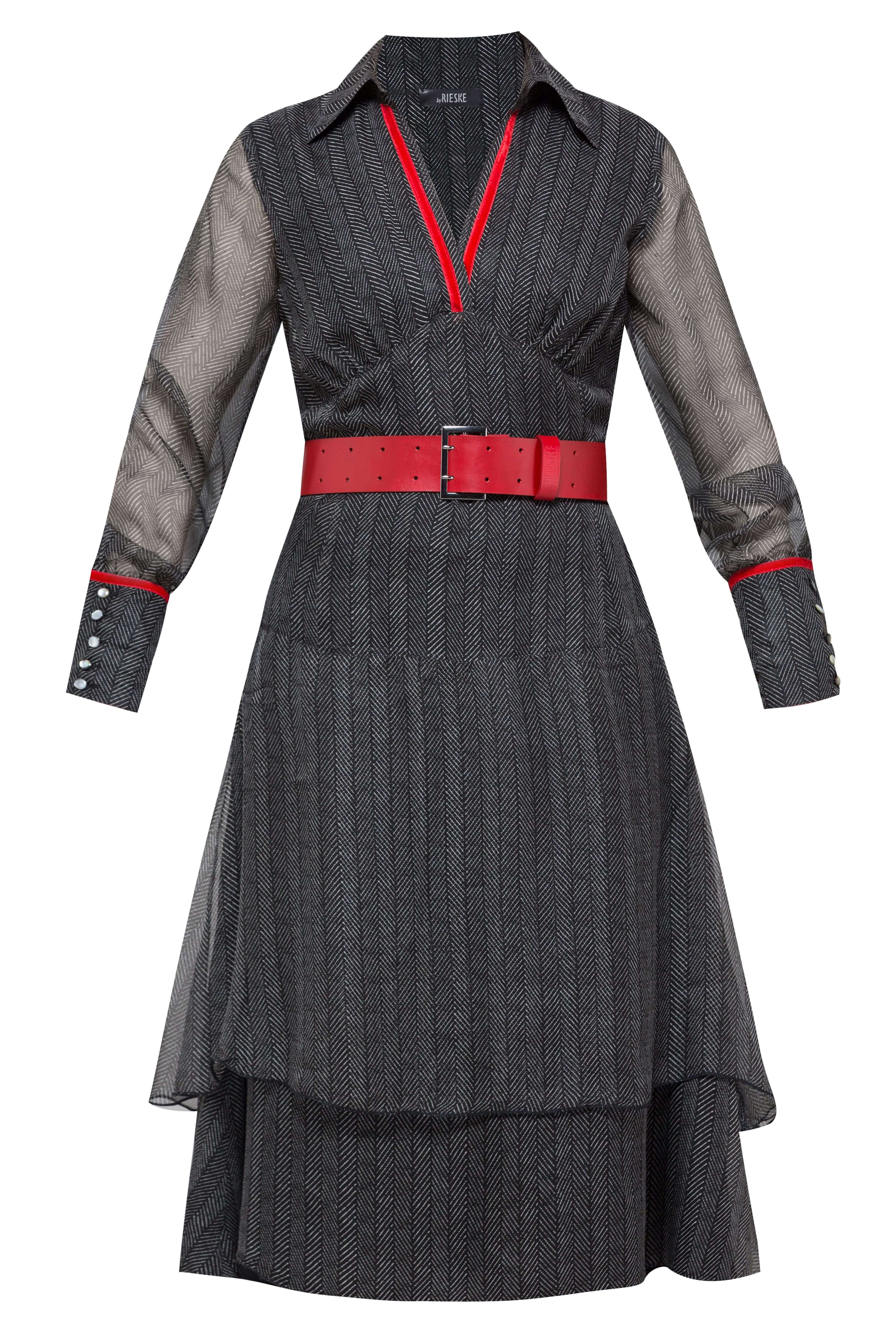 silk dress, dress made of silk, unique silk dress, delicate knee-length dress, belt dress, wedding dress, dress with red accessories