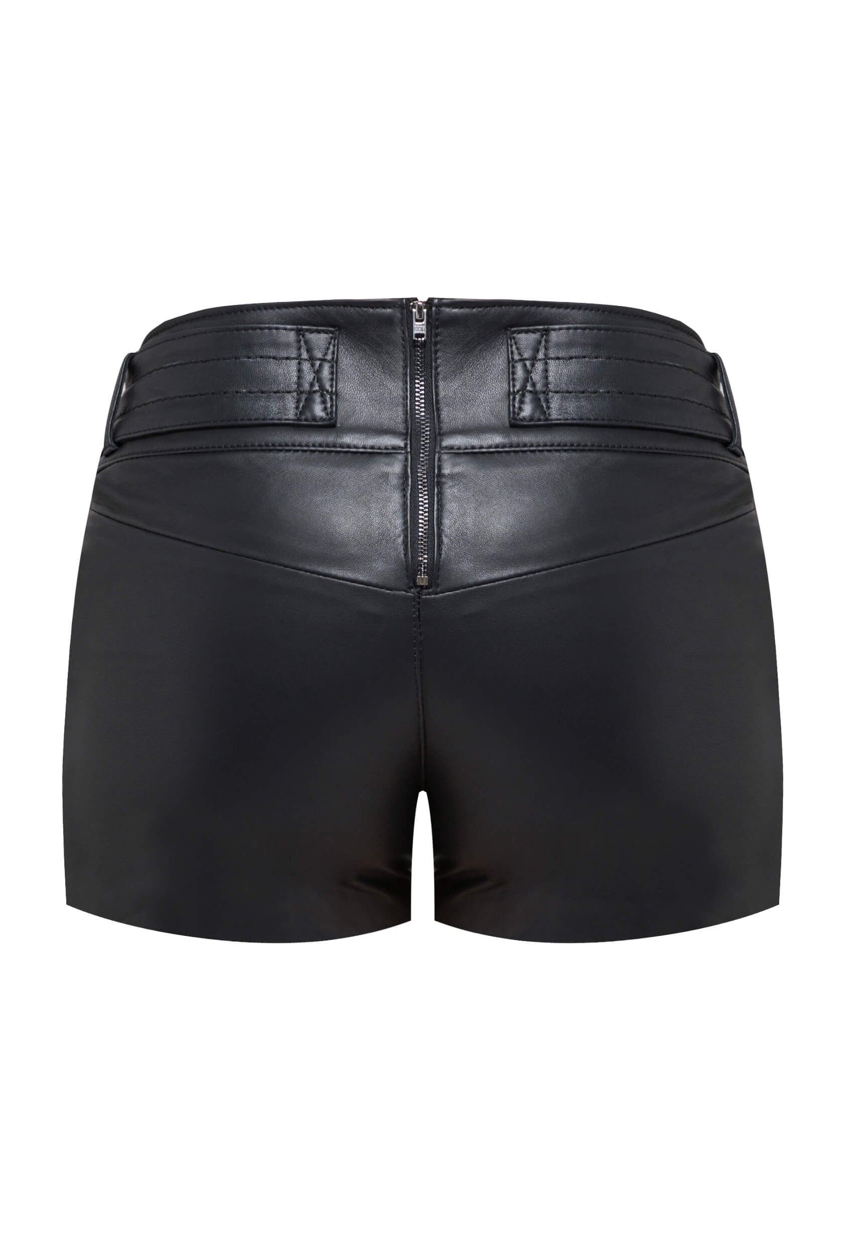 women's leather shorts, black leather shorts, black natural leather shorts, premium Italian leather shorts, must have shorts for shapely legs, Italian leather shorts, slim fit leather shorts, Polish designer women's shorts