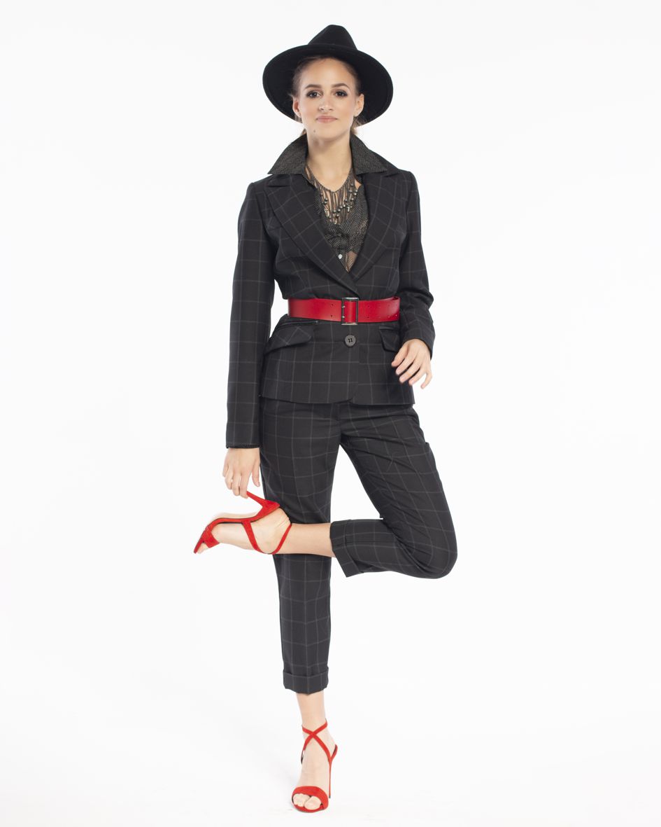 check pants, black check pants, classic pants, elegant pants, women's suit, premium black trousers