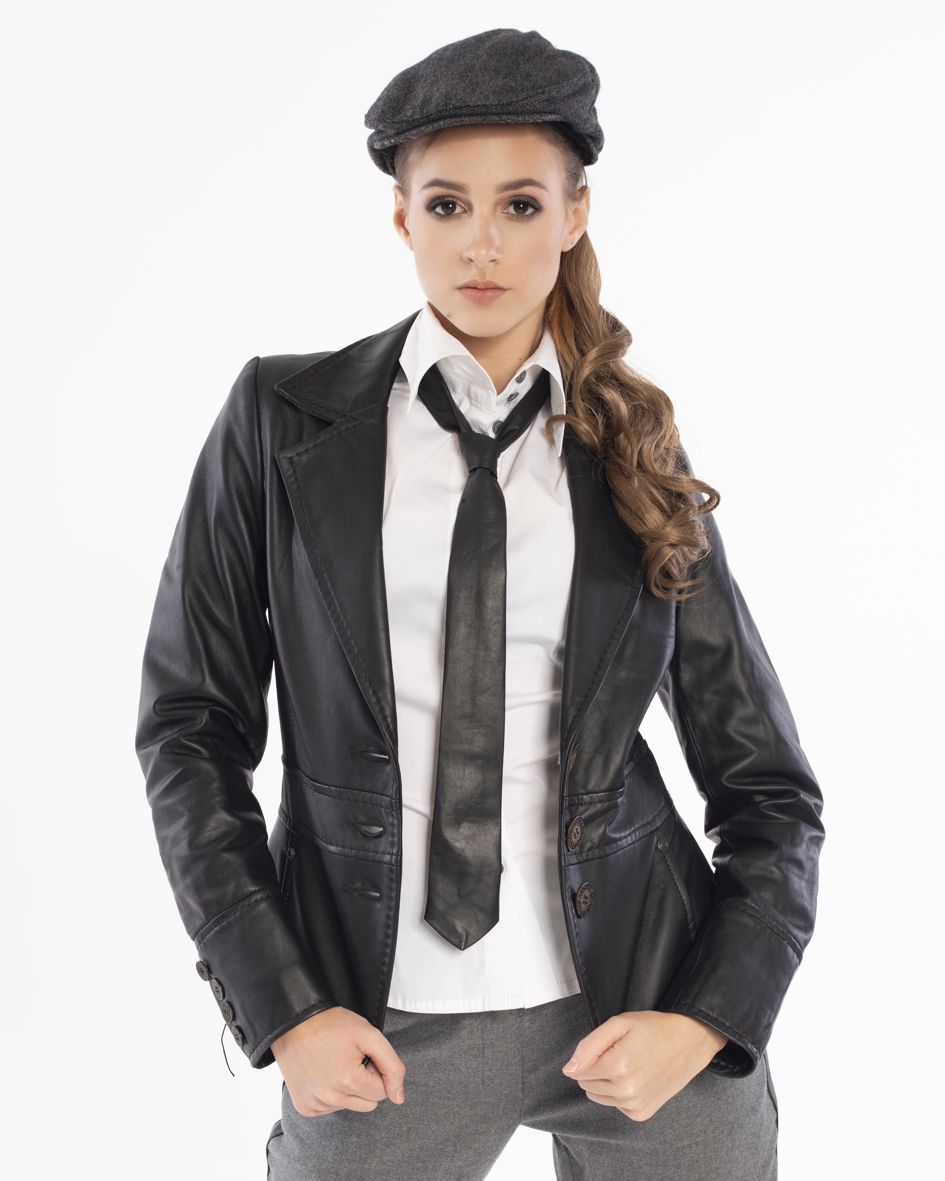 222006 BLACK LADIES LEATHER TIE image 4