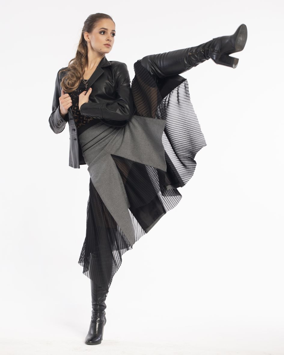 woolen skirt, gray skirt, godet skirt, flared skirt, must have skirt