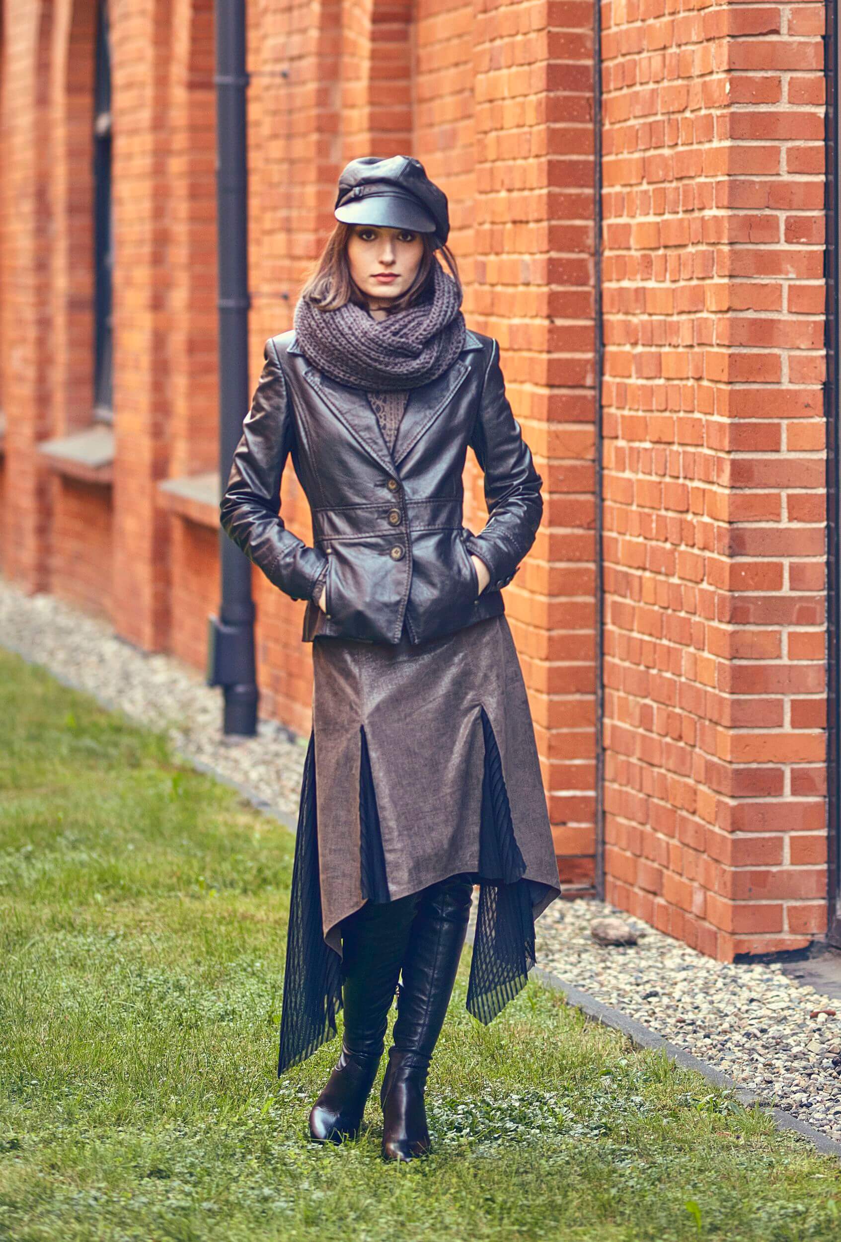 leather skirt, brown leather skirt, leather skirt with godets, natural leather skirt, Italian leather skirt, flared skirt, must have skirt, skirt made in Poland