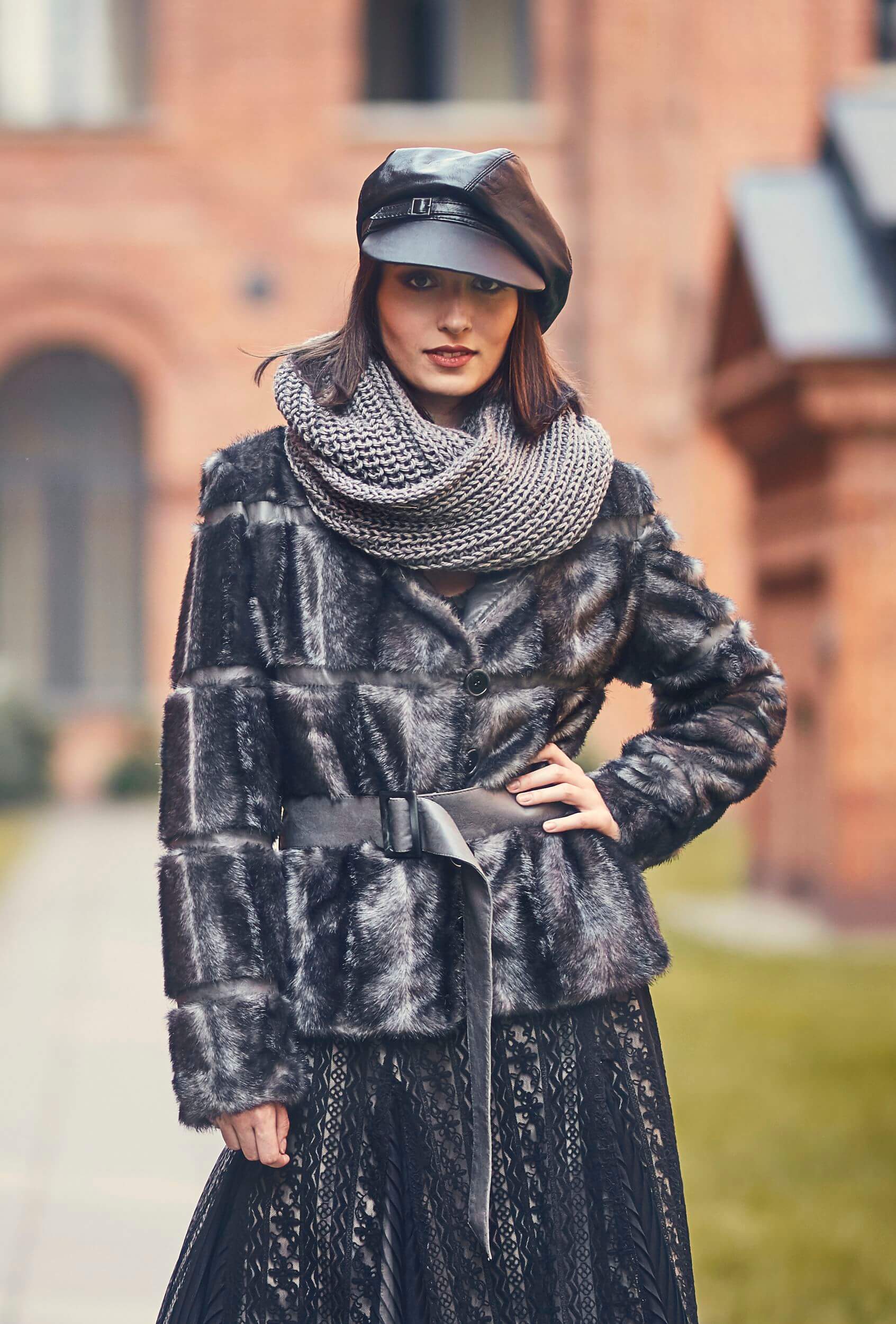 fur jacket, gray fur jacket, gray fur jacket, faux fur jacket with leather belt, fur jacket with leather belt, premium quality jacket, limited edition gray fur jacket, trendy fur jacket, premium fur jacket