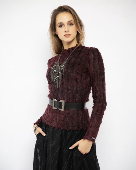 224001 Bordeaux Mohair Turtleneck 