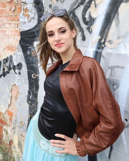 126006 Aquamarine Asymmetrical Silk Skirt – Elira