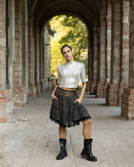 124012 Earthy Skirt With Silk Frill 