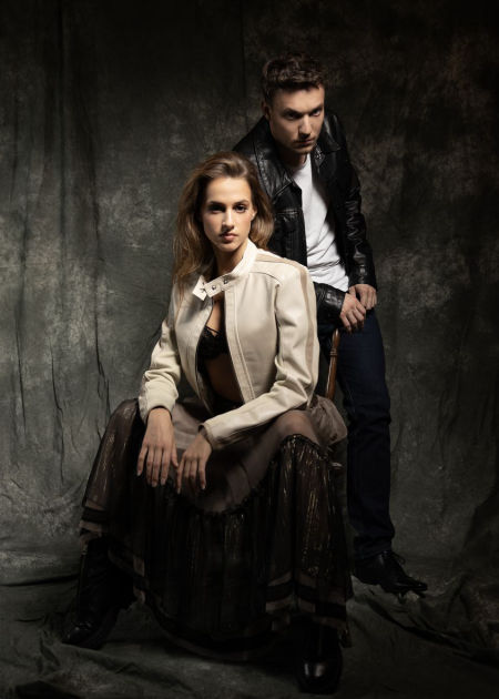 124004 Light Beige Biker Leather Jacket