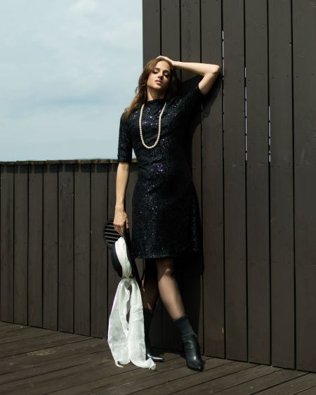 125016 Little Black Dress With Sequins Black