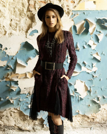 224000 Bordeaux Mohair Dress