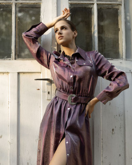 224010 Violet Shirt Dress