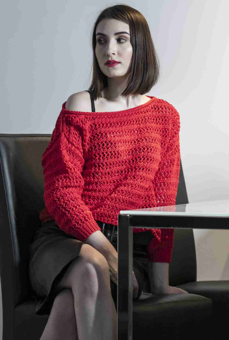 119017 Red Handmade Sweater
