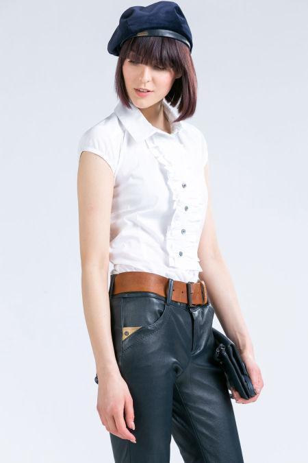 120009 White Ruffled Blouse