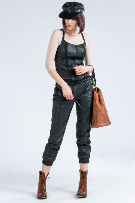 120015 Black Leather Pants With Straps