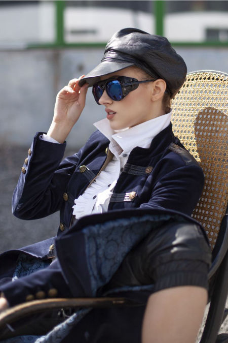 120006 Navy Blue Velvet Ladies Coat 