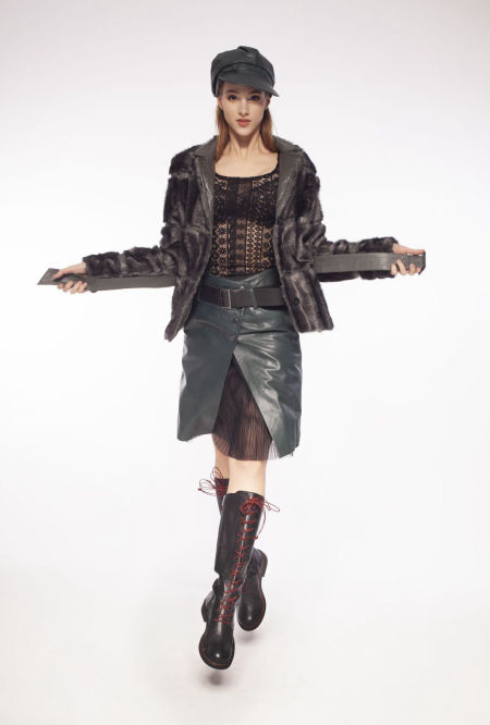 218013 Gray Faux Fur Jacket