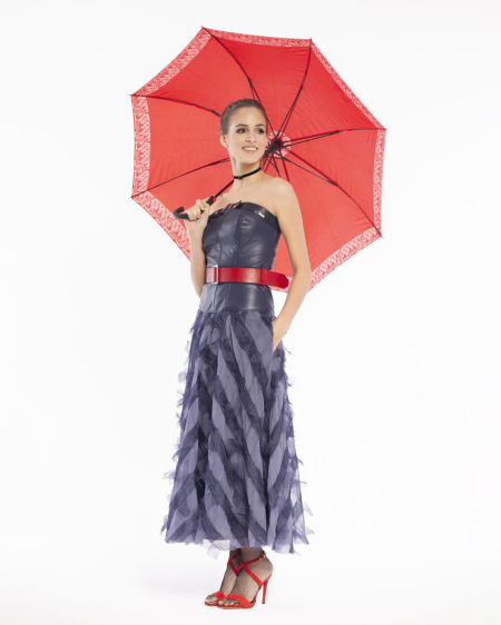 222011 Violet Dress With Leather Corset