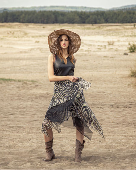 122005 Asymmetric Silk Dress Zebra