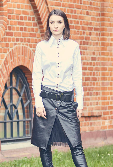 218003 Black Leather Skirt