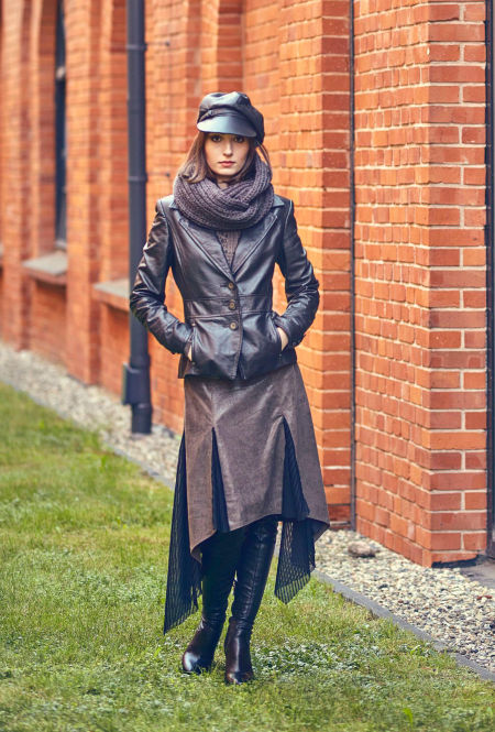 218004 Brown Leather Flat Cap