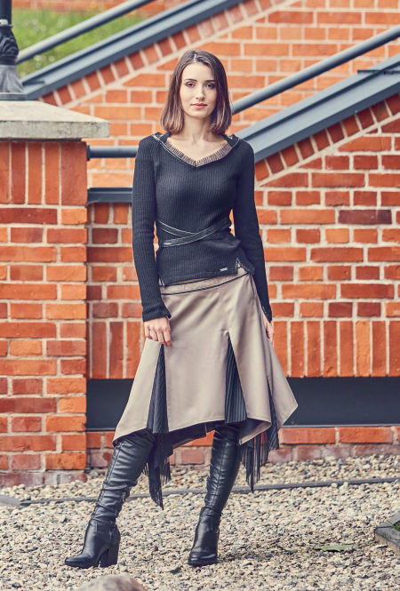 218009 Skirt With Godets Beige