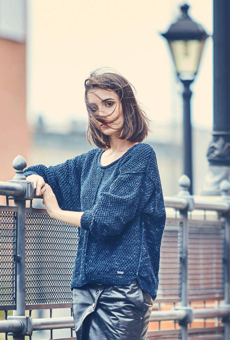 218018 Navy Blue Handmade Sweater