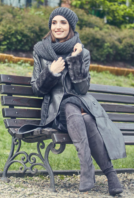 218021 Graphite Handmade Infinity Scarf