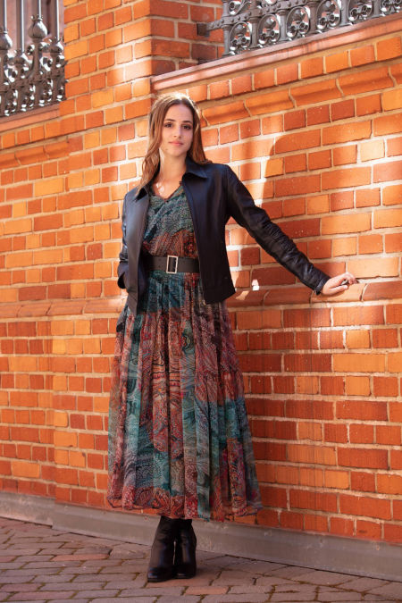 219006 Multicolor Maxi Silk Dress