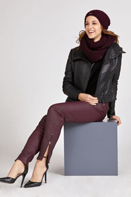 220002 Plum Leather Trousers