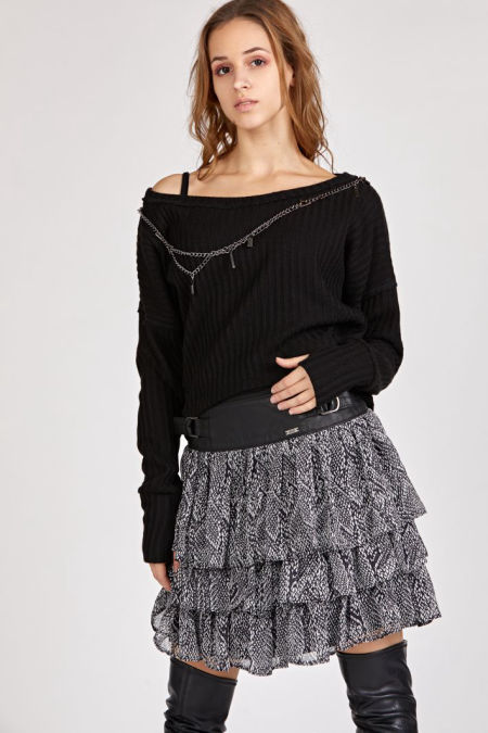 220014 Silk Skirt With Frills Snake