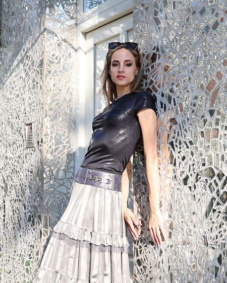 126004 Moonstone Silk Maxi Skirt – Aurora